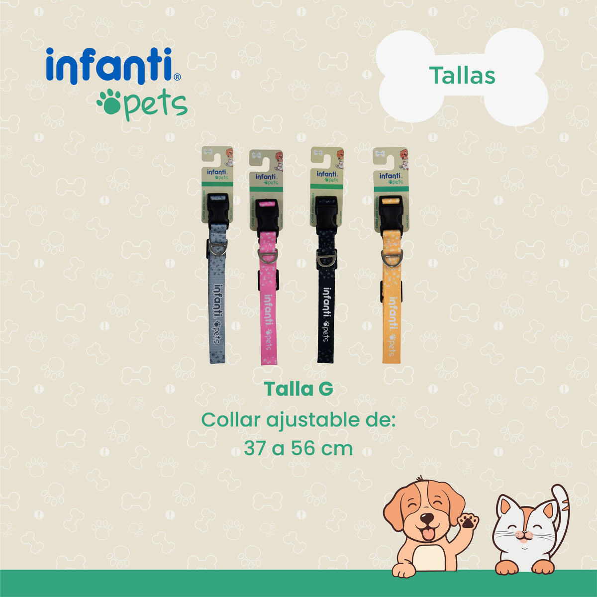 Collar Para Mascotas Metal Mediano Ligero Ajustable
